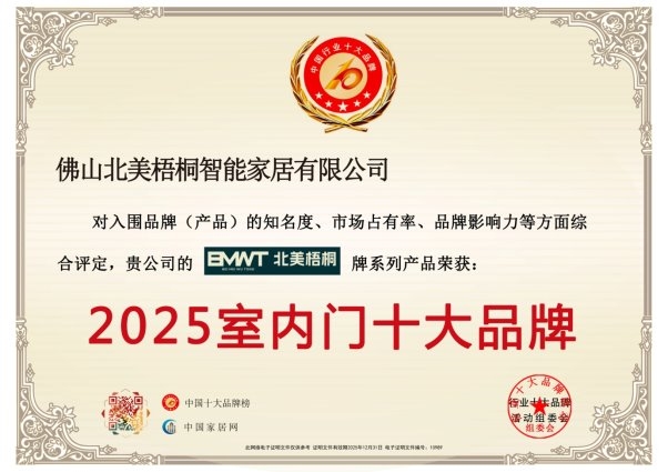 2025中国室内门十大品牌揭晓,BMWT北美梧桐脱颖而出!