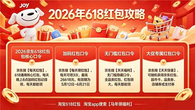 618红包12日20点正式来袭！淘宝京东同步发放每天可领！618红包口令、每满200减30、国补入口等多种省钱方式一文看懂