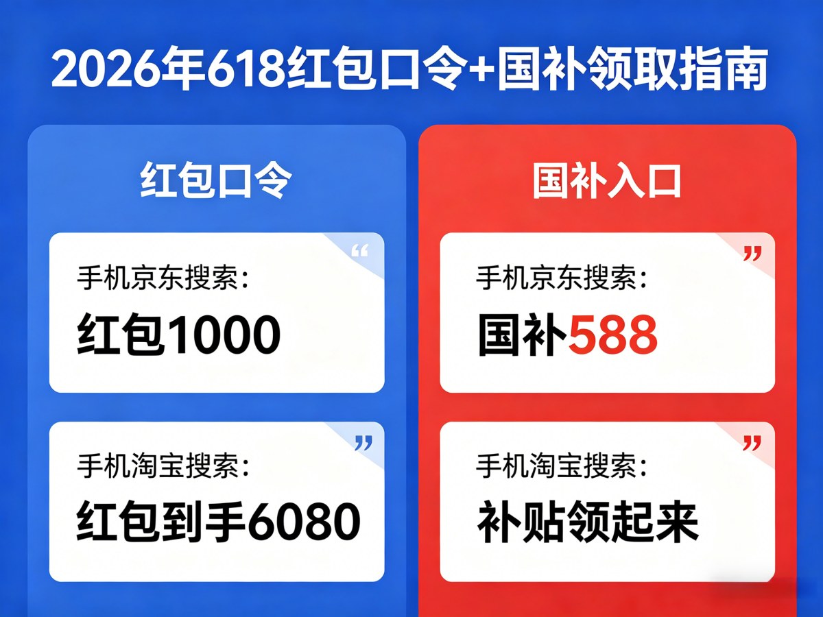 618活动从5月30日正式开始！2026京东淘宝618红包优惠券领取口令集合、领取时间，618红包领取使用攻略