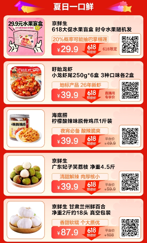 京东生鲜618吃喝玩乐惊喜日来袭！爆款小龙虾买一斤送一斤，1元抢120斤大西瓜