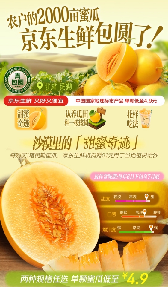 这届年轻人流行去沙漠“云养瓜”了：60箱蜜瓜直送到家，还送一棵梭梭树