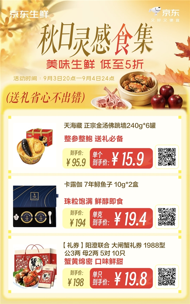 1500亿中秋礼赠市场变化：京东生鲜爆款低至5折，“送得对”比“送得贵”更受欢迎